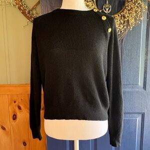 J. Crew Black Sweater with Gold Buttons